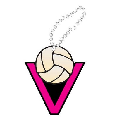 Volleyball in "V" Promotional Key Chain w/ Black Back (10 Square Inch)