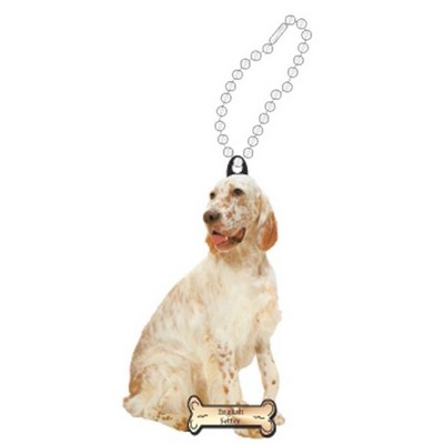 English Setter Dog Promotional Key Chain w/ Black Back (10 Square Inch)