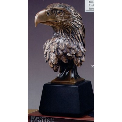 Bronze Finish Large Eagle Head Trophy w/Layered Feathers (4"x10.5")