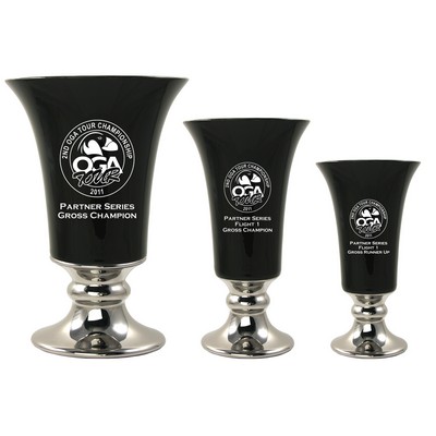 Black/Chrome Silver Trumpet Ceramic Trophy
