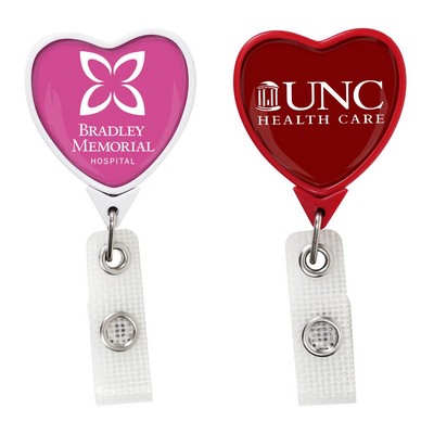 Jumbo Anti-Microbial Heart Retractable Badge Reel