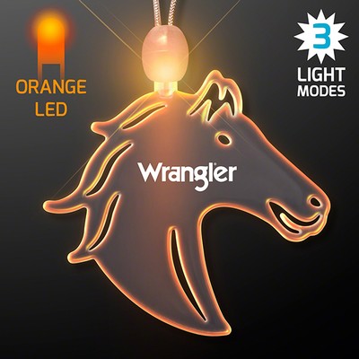 Acrylic Horse Head Shape Necklace with Amber LED - PRINTED