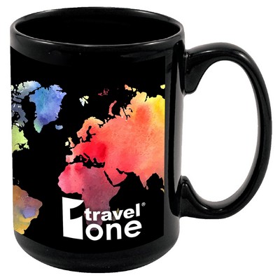 15 Oz Full Color Black Stoneware Magna Mug