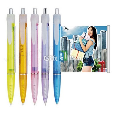 Color Translucent Banner Pen with White Frost Clip