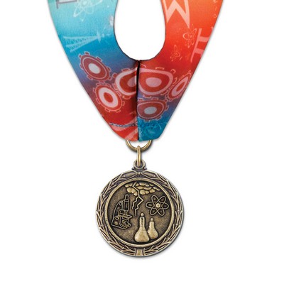 Science Cast MX Medal w/Stock Millennium Neck Ribbon (1½")