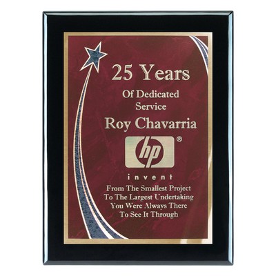 Plaque - 7"x9" Wall Plaque w/ Red Rising Star Achievement Plate (5"x7")