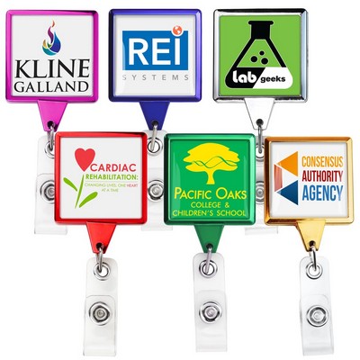 Metallic Finish JUMBO Square Retractable Badge Reel