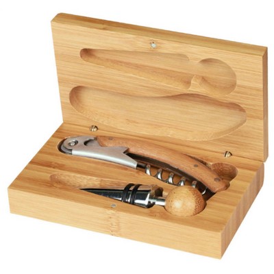 Bamboo 2 Piece Wine Tool Set