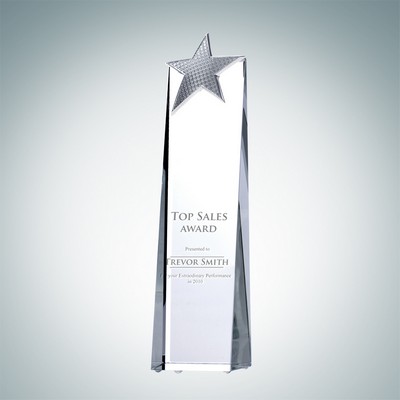 Metal Star Tower Optical Crystal Award (Small)