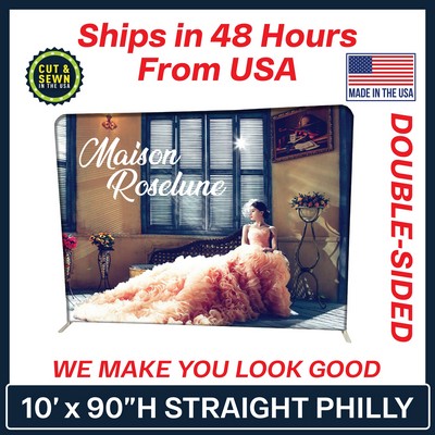 10' x 90" H Straight Double Sided Philly Fabric Display Kit - Made in the USA
