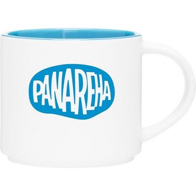 16 oz Monaco Ceramic Mug (Matte White/Sky Blue)