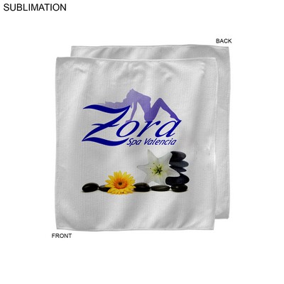 White Microfiber Dri-Lite Terry Hot Towel Face Cloth, Sublimated Full color Logos (10"x10")