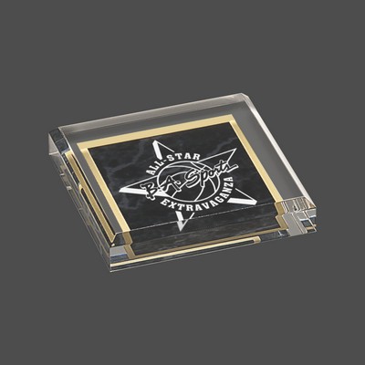 Black Marbleized Acrylic Paperweight (3¾"x3¾")