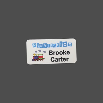 White Plastic 4-Color Process Name Badge (1½"x3")
