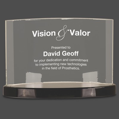 Clear Crystal Crescent Award on Black Crystal Base (9"x6")