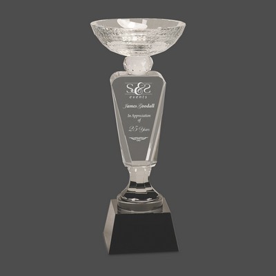 Clear Crystal Cup Award w/Black Pedestal Base (11")