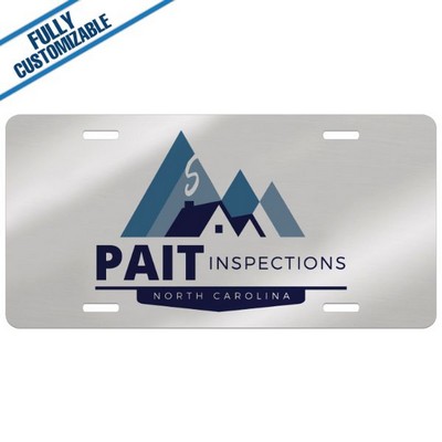 Brushed Silver Full Color Aluminum License Plate (12" x 6")