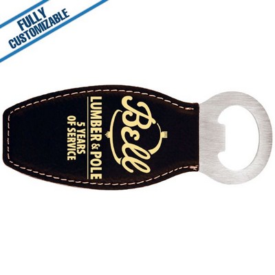 Black & Gold Leatherette - Bottle Opener With Magnet