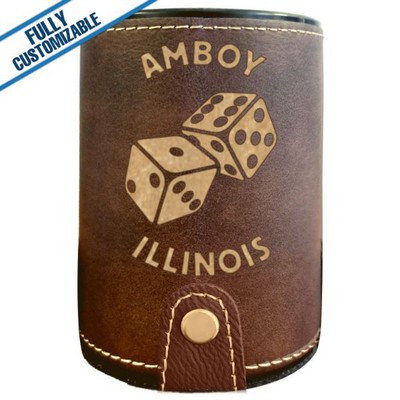 Rustic Gold Leatherette - Dice Cup With 5 Dice