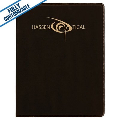 Black & Gold Leatherette - 7X9" Portfolio Folder With Notepad
