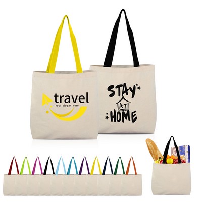 8 Oz Cotton Tote Bag with Contrast Color Web Handles