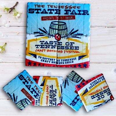 4 Custom Printed Ceramic Stone Magnet Puzzle with Chiseled Edge - Full Bleed