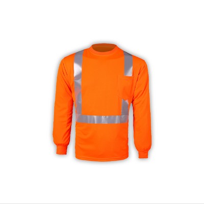 High Visibility Long Sleeve Birdseye T-shirt, Class 2, Orange