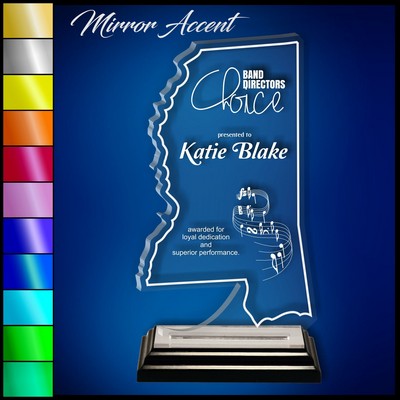 12" Mississippi Clear Acrylic Award with Mirror Accent