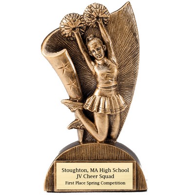 6 ½" Cheerleader Flag Resin Trophy