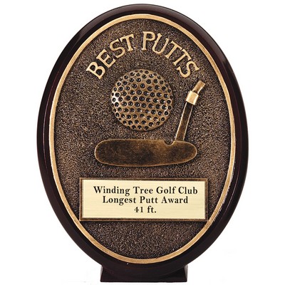 5 ½" Antique Gold Oval Best Putt Golf Award