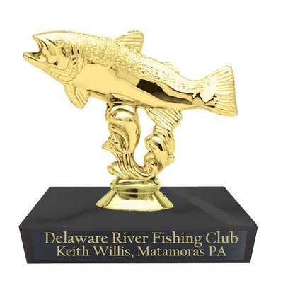 4 ¼" Trout Fish Trophy w/Black Marble Base