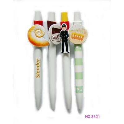 Retractable Ballpoint Pen w/Plastic Plate Clip