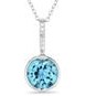 Jilco Inc. Diamond & Blue Topaz Bezel Set Pendant Necklace