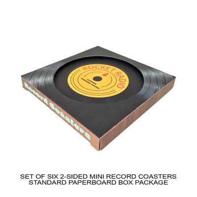2-Sided Mini Record Coasters - Set of 6 - Paperboard Box W/ Label On Back
