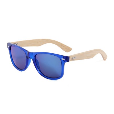 Sunglasses - Blue Mirror Lenses - Clear Blue Frames