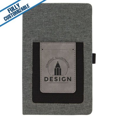 Gray Leatherette - 5.25X8.25" Gray Journal With Cellphone & Card Slot