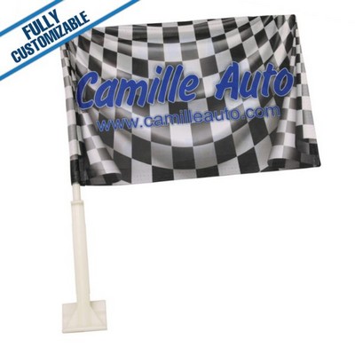 Full Color Car Flag w/Pole (12" x 8")