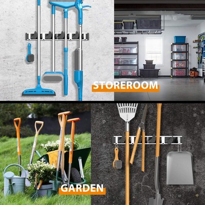 Broom Holder and Garden Tool Organizer Rake or Mop Handles