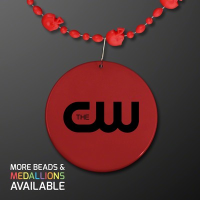 Red Football Helmet Bead Necklaces with Red Medallion (NON-LIGHT UP) - PRINTED