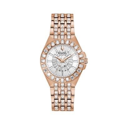 Bulova Ladies' Phantom Baguette Crystal and Rose Gold Bracelet Watch
