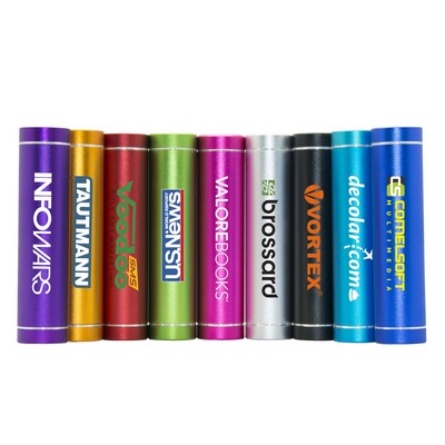 USA Made 2200mAh Aluminum Cylinder Power Bank w/Cable