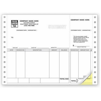 Continuous Statement Forms - Classic, Sage® 300 ERP (1 Part)