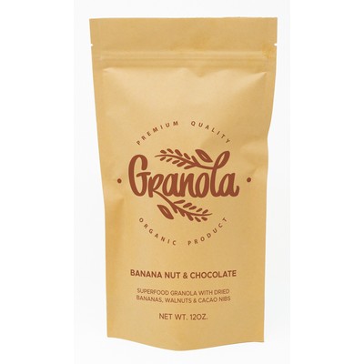 One Color Stand Up Kraft Barrier Pouch (6" W x 11" H x 3" D)