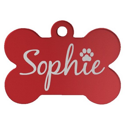 Anodized Aluminum Red Bone Pet Tags, Engraved, 1 1/4" x 3/4"