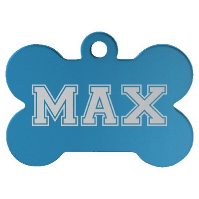 Anodized Aluminum Blue Bone Pet Tags, Engraved, 1 1/2" x 1"