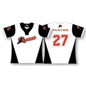 Two Button Up Colorblock Baseball Jersey w/Logo Sleeves