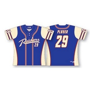 Two Button Up Trimstripe Baseball Jersey w/Double Striped Sleeves