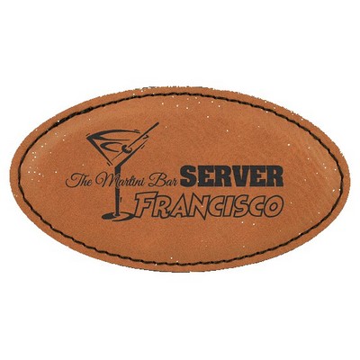 Oval Badge with magnet, Rawhide Faux Leather, 3 1/4" x 1 3/4"