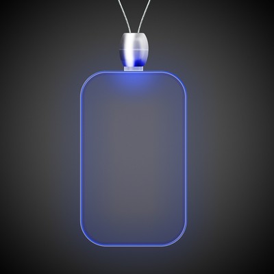 24" Blue Dog Tag Light-Up Pendant Necklace(Laser Engraved)
