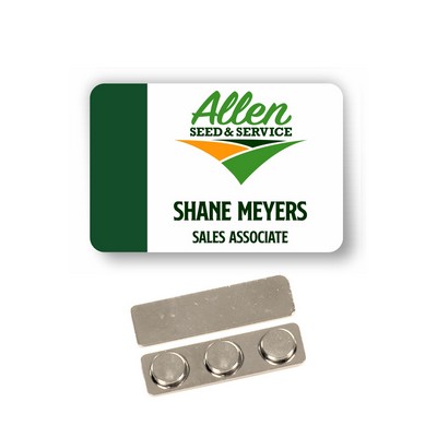 Name Badge - White Metal, 3X2 Inches. Full Color